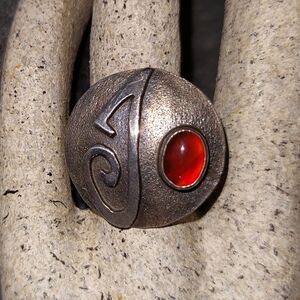 Sterling Silver "J" Ring w Gemstone Sz. 7.5
